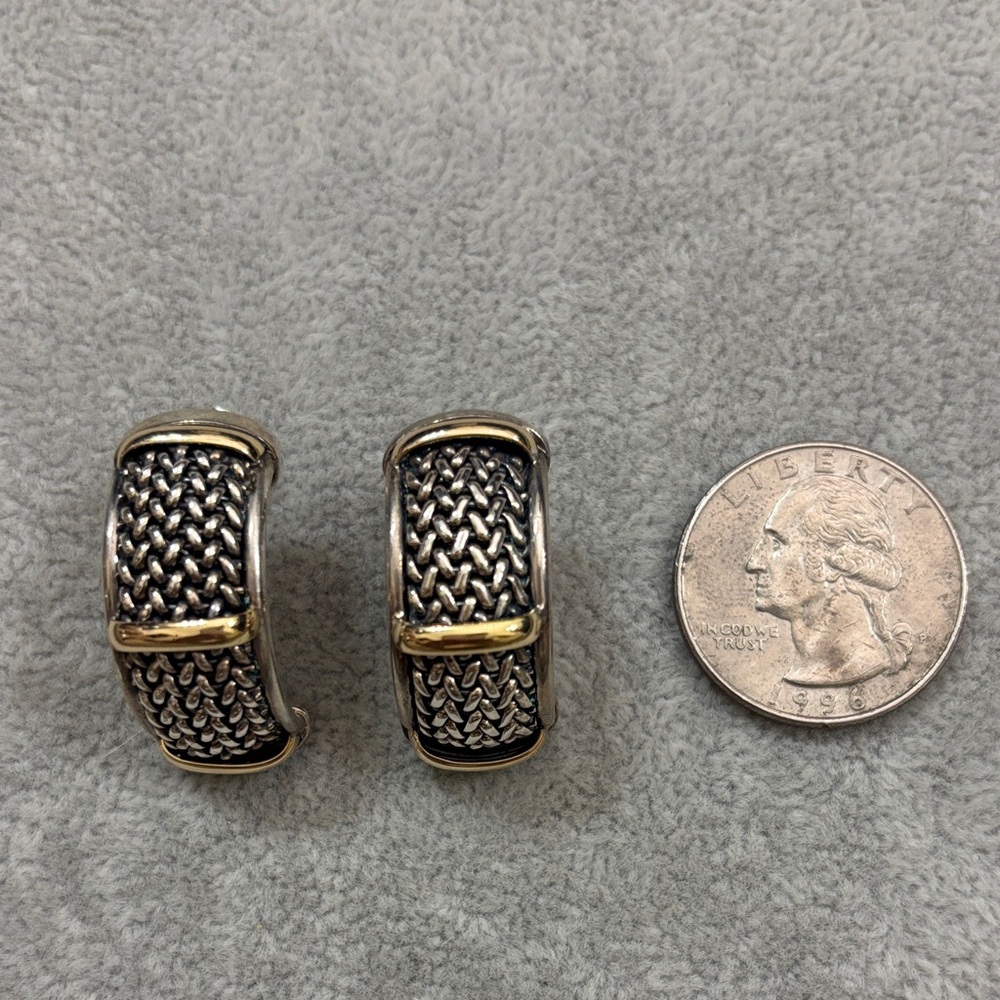 Silver and Gold Woven Hoop Earrings